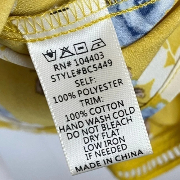 JOA Los Angeles • Yellow Blue Floral Off The Shoulder Tie Neck Blouse - Picture 5 of 6